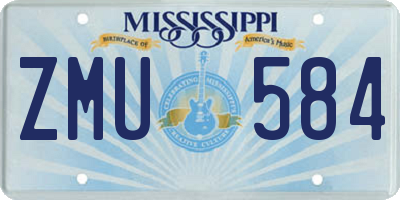 MS license plate ZMU584
