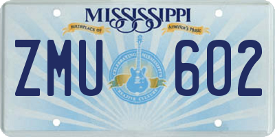 MS license plate ZMU602