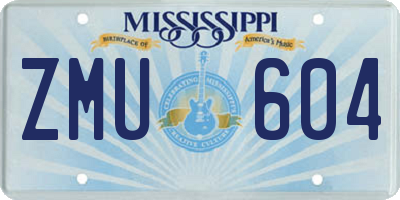 MS license plate ZMU604