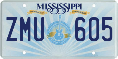 MS license plate ZMU605