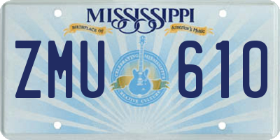 MS license plate ZMU610
