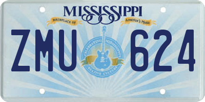 MS license plate ZMU624