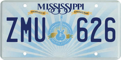 MS license plate ZMU626
