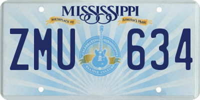 MS license plate ZMU634