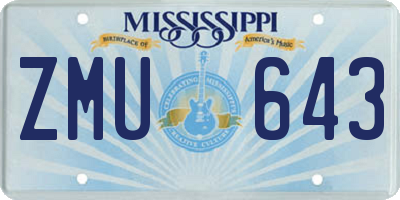 MS license plate ZMU643