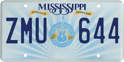 MS license plate ZMU644