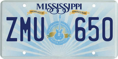 MS license plate ZMU650