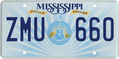 MS license plate ZMU660