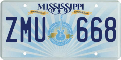 MS license plate ZMU668