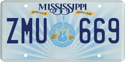 MS license plate ZMU669