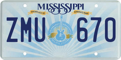 MS license plate ZMU670