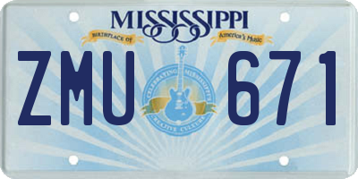 MS license plate ZMU671