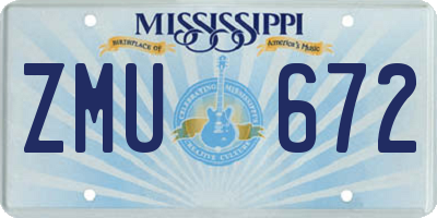MS license plate ZMU672