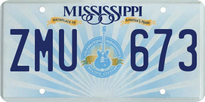 MS license plate ZMU673