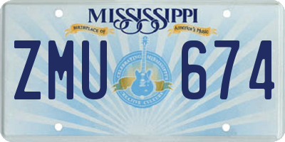 MS license plate ZMU674