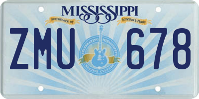 MS license plate ZMU678