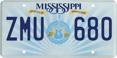 MS license plate ZMU680