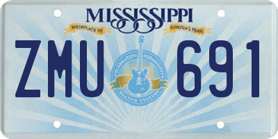 MS license plate ZMU691
