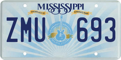 MS license plate ZMU693