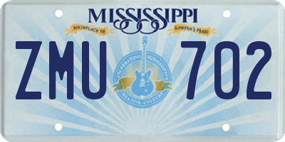 MS license plate ZMU702