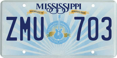 MS license plate ZMU703