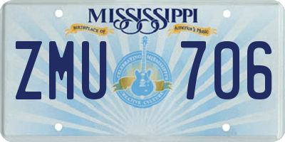 MS license plate ZMU706