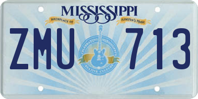 MS license plate ZMU713