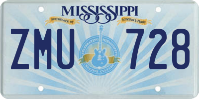 MS license plate ZMU728