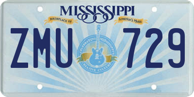 MS license plate ZMU729
