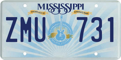 MS license plate ZMU731