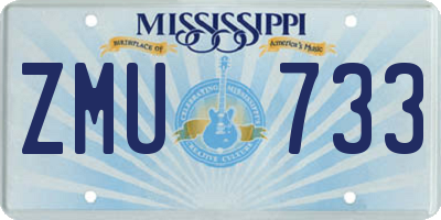 MS license plate ZMU733