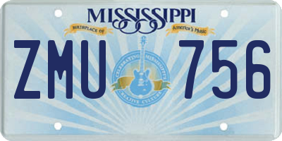 MS license plate ZMU756