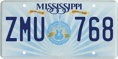 MS license plate ZMU768