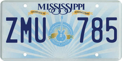 MS license plate ZMU785