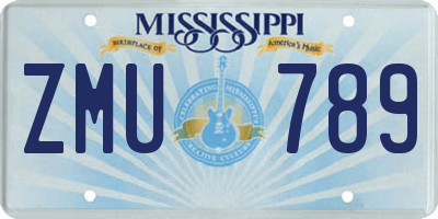 MS license plate ZMU789
