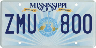 MS license plate ZMU800