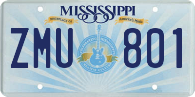 MS license plate ZMU801