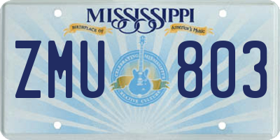 MS license plate ZMU803