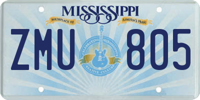 MS license plate ZMU805