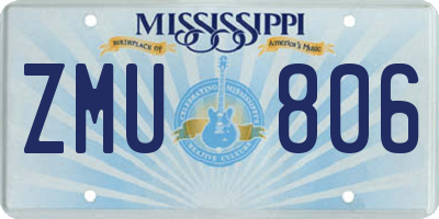 MS license plate ZMU806