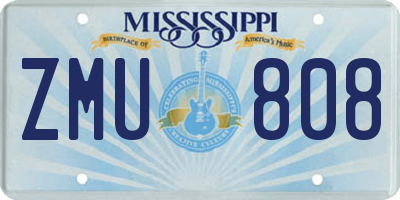 MS license plate ZMU808