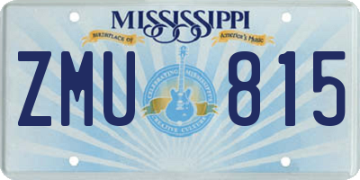 MS license plate ZMU815