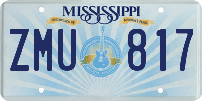 MS license plate ZMU817