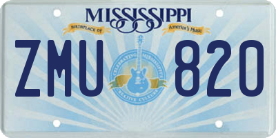 MS license plate ZMU820
