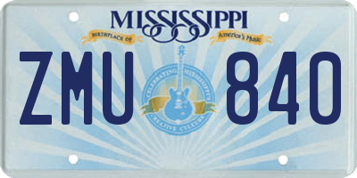 MS license plate ZMU840
