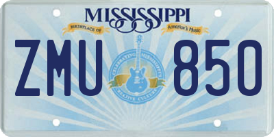 MS license plate ZMU850