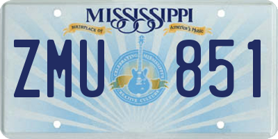 MS license plate ZMU851