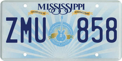 MS license plate ZMU858