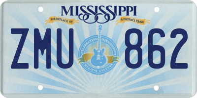 MS license plate ZMU862