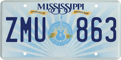 MS license plate ZMU863